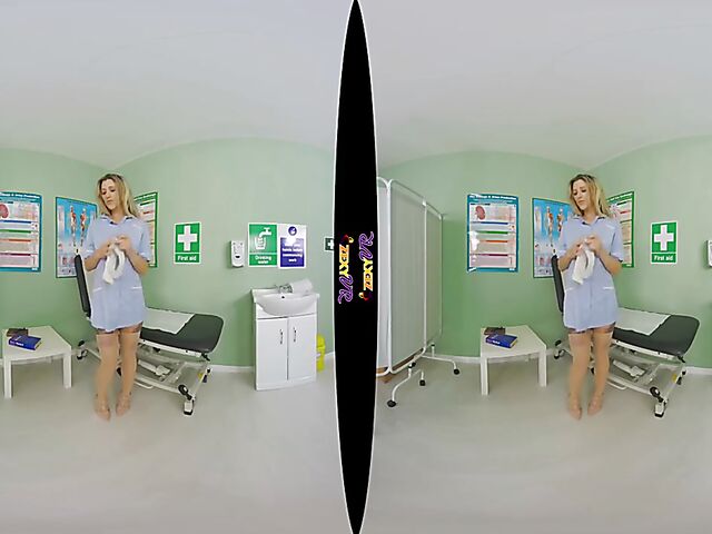 Seductive nurse solo in VR 3D featuring Louise K