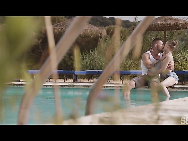 Bonnie Dolce & Angelo Godshack - Erotic outdoor sex by the pool