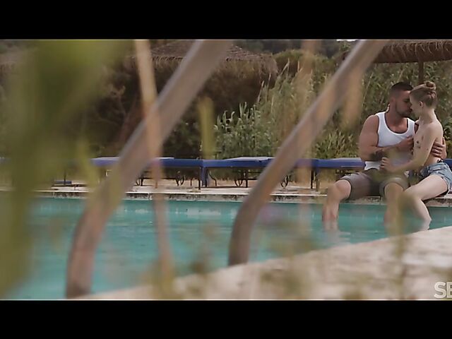 Bonnie Dolce & Angelo Godshack - Erotic outdoor sex by the pool