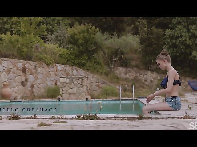 Bonnie Dolce & Angelo Godshack - Erotic outdoor sex by the pool