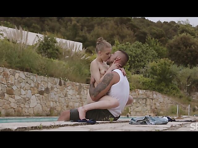 Bonnie Dolce & Angelo Godshack - Erotic outdoor sex by the pool