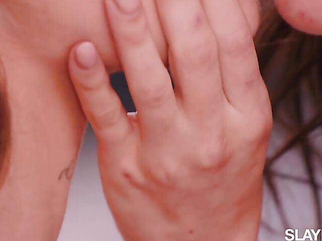 Gorgeous lesbian babes Emily Willis and Azul Hermosa lick each other