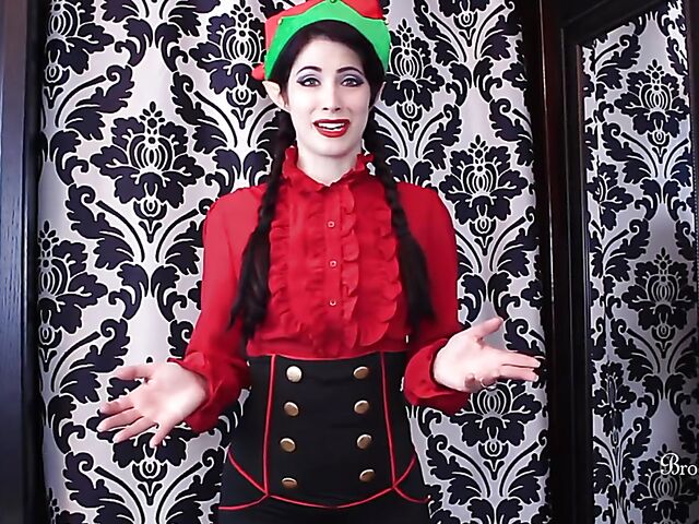 Christmas dildo JOI session with elf girl Brookelynne Briar