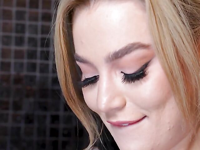 Blake Blossom's young big natural boobs and trimmed pussy for a lucky man