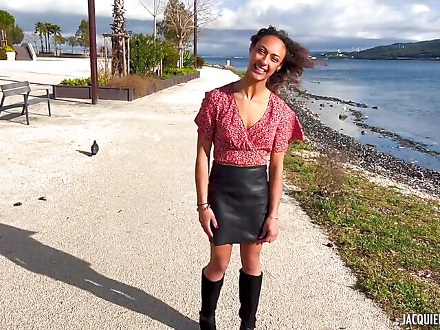 Exotic girl in black boots Lucie fucks a french guy