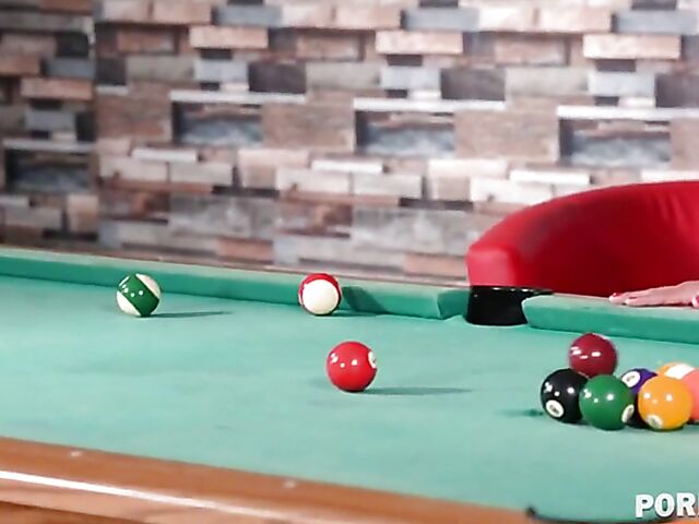 Double penetration on the pool table with asian femme fatale Polly Pons