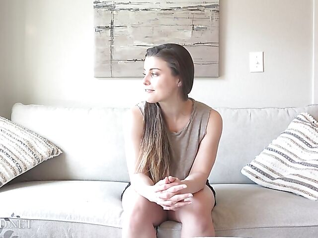 Lia Lane displays her small tits, shaved pussy and sexy ass in her first video