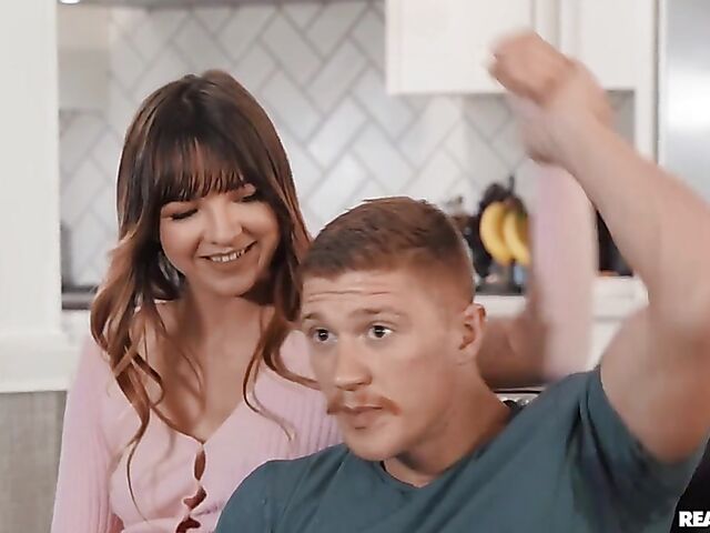 Horny girl in panties Honey Hayes seduces a gamer guy and gets ass fucked