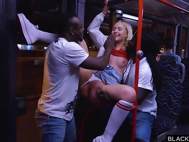 Public bus sex and interracial double penetration with sweet Ukrainian blonde Emily Cutie