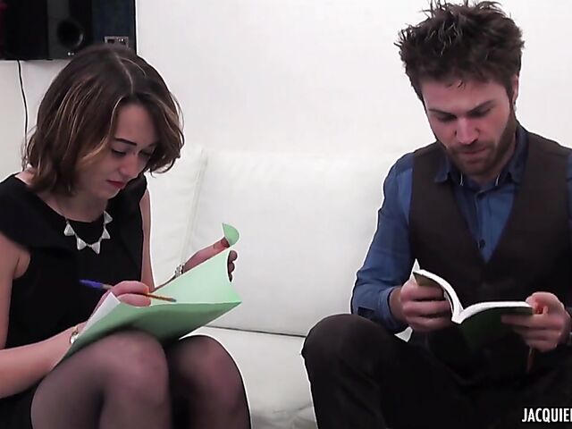 Sophie - French girl in stockings anal lesson and facial