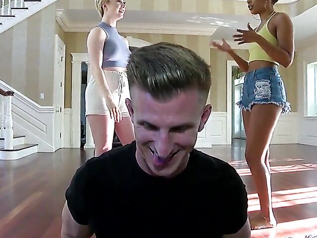 Interracial FFM pussy to mouth threesome with Talia and Olivia