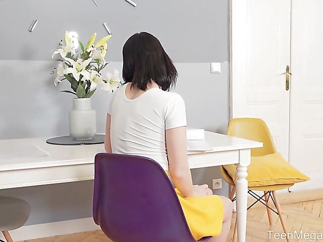 Young brunette Nessie Blue loves her tutor's cock