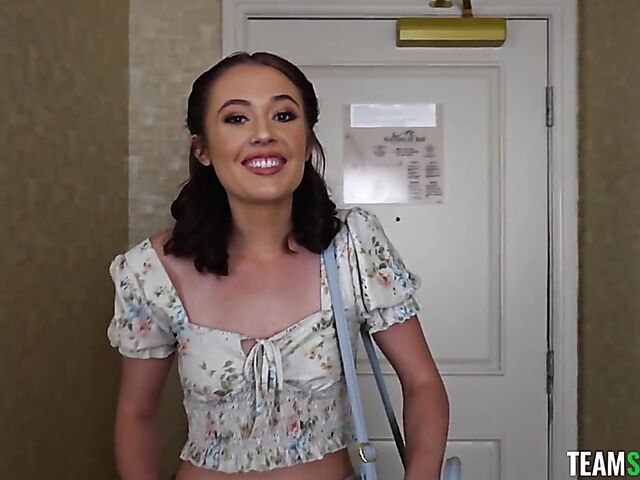 First porn casting of pretty face brunette Gracie Mayy