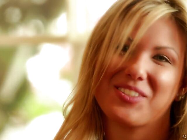 Aubrey Addams - Babyface blonde masturbation outside and interview