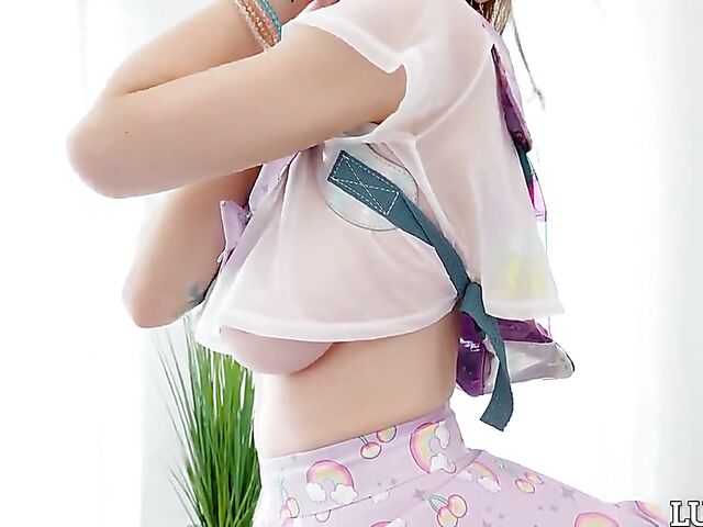 Octavia Red's big natural oiled tits and wet pussy fucked