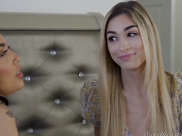 Lesbian stepsisters Vanessa Sky and Delilah Day enjoy eating pussy