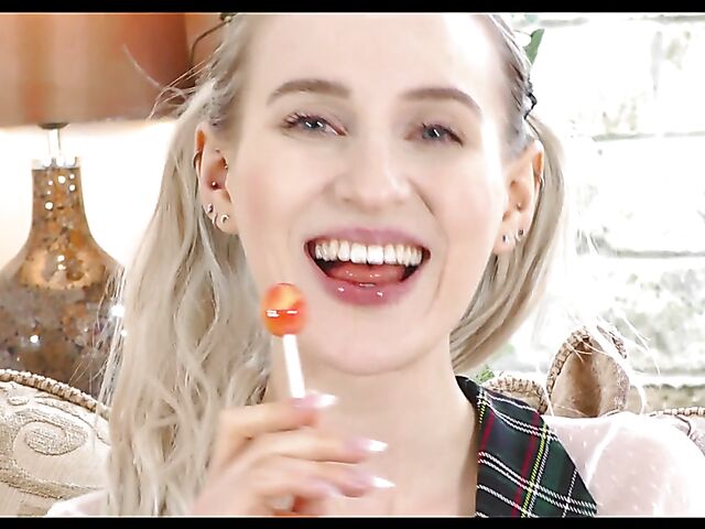 Sofie Skye - Naughty schoolgirl solo with a lollipop