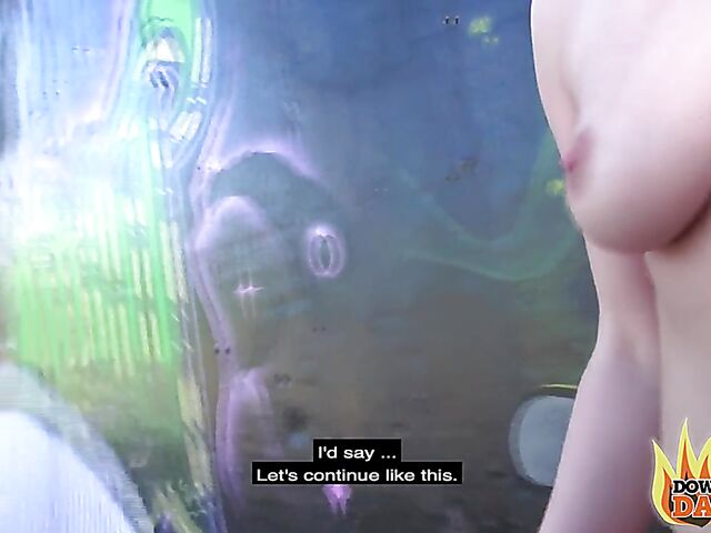 Outdoor threesome with German blonde Jessy Key