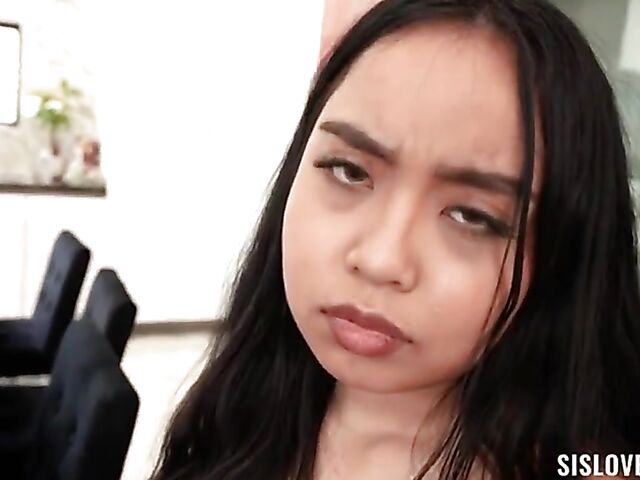 Luna Mills - Big tits asian teen POV with her white stepbrother