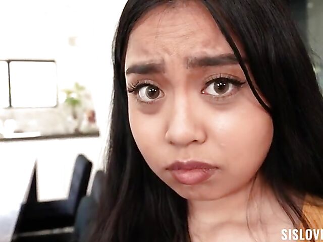 Luna Mills - Big tits asian teen POV with her white stepbrother