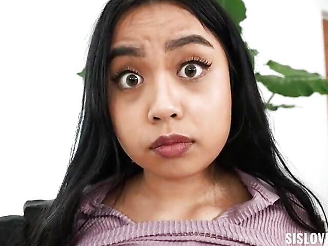 Luna Mills - Big tits asian teen POV with her white stepbrother