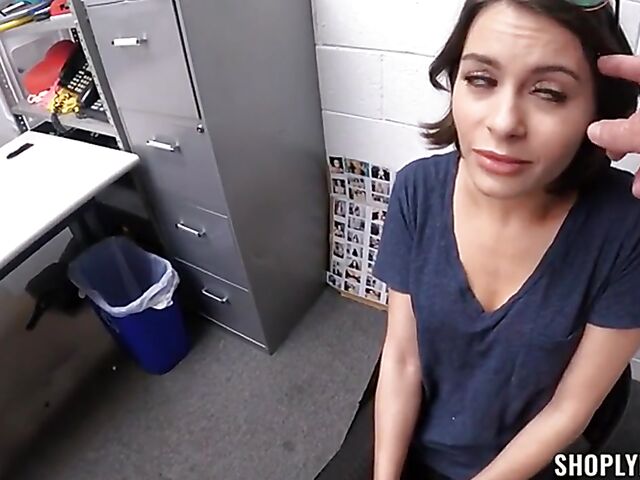 Shoplifter Nicole Aria having anal sex with the loss prevention officer