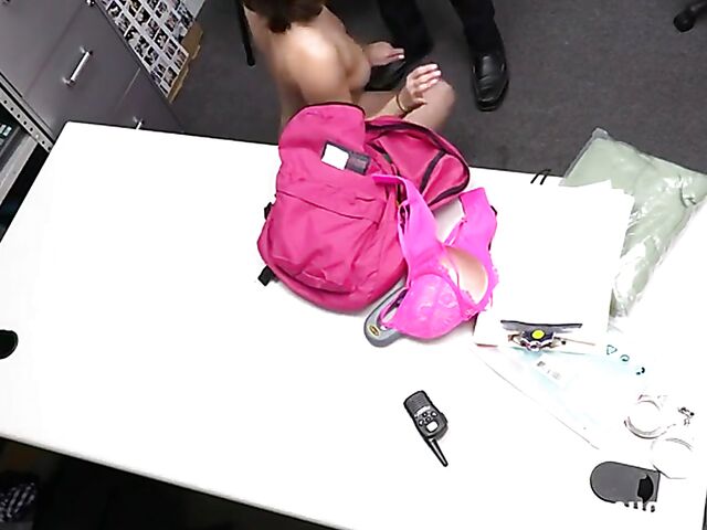 Shoplifter Nicole Aria having anal sex with the loss prevention officer