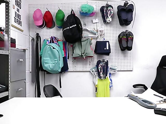 Shoplifter Nicole Aria having anal sex with the loss prevention officer