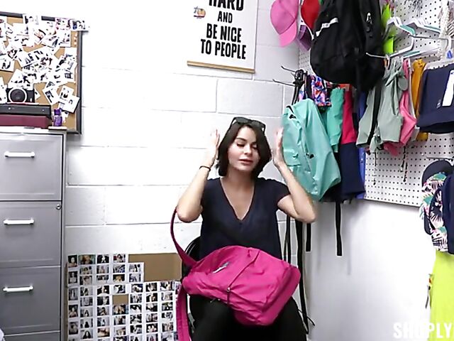 Shoplifter Nicole Aria having anal sex with the loss prevention officer