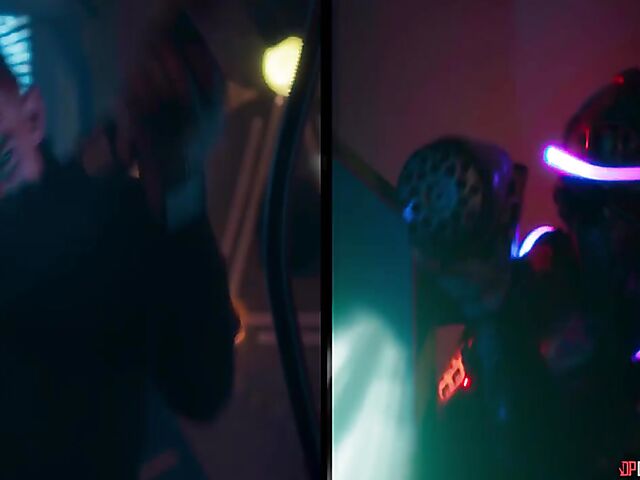 Pink-haired ebony Kiki Minaj anal drilled by a big white dick in the space