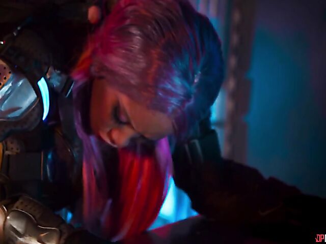 Pink-haired ebony Kiki Minaj anal drilled by a big white dick in the space