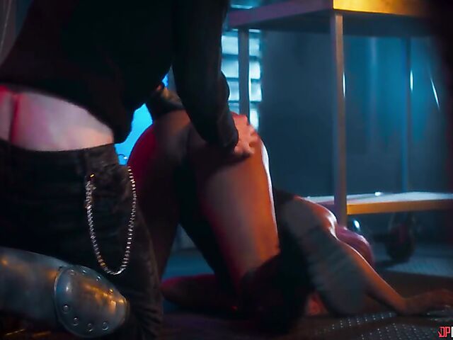 Pink-haired ebony Kiki Minaj anal drilled by a big white dick in the space