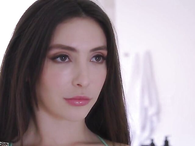  Hot lovemaking in the bedroom with cute brunette Jane Wilde