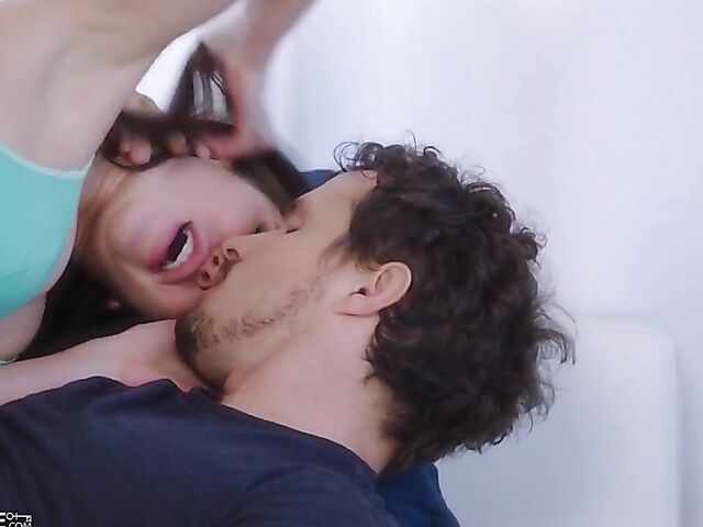  Hot lovemaking in the bedroom with cute brunette Jane Wilde