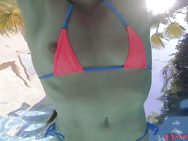 Slender Sofie Marie's underwater sex session with cum in pussy