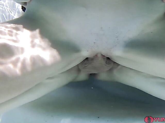 Slender Sofie Marie's underwater sex session with cum in pussy