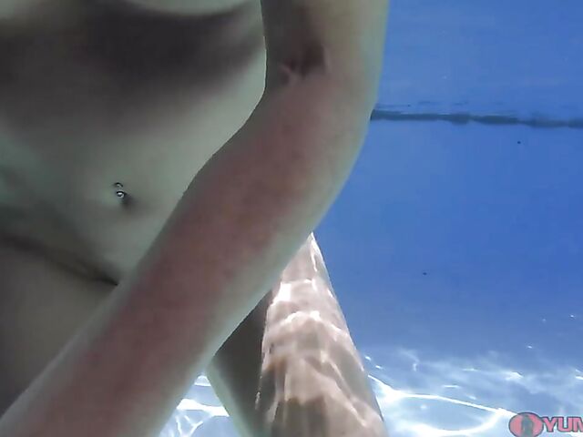 Slender Sofie Marie's underwater sex session with cum in pussy