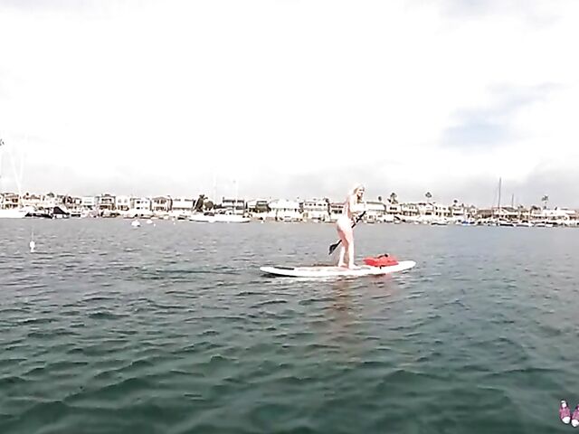 Public blowjob on a paddle board and POV sex in bed with blonde-haired bikini teen Jazlyn Ray