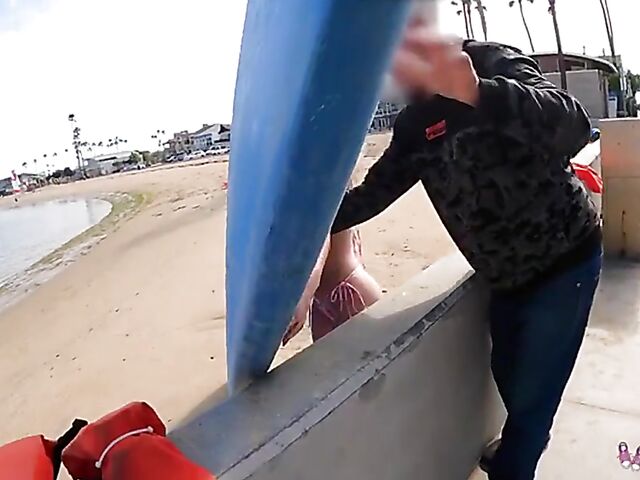 Public blowjob on a paddle board and POV sex in bed with blonde-haired bikini teen Jazlyn Ray