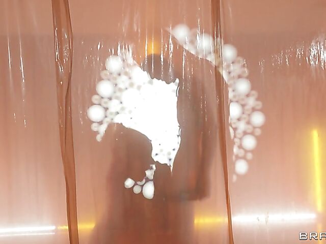 MILF Phoenix Marie anal fucked through a latex sheet