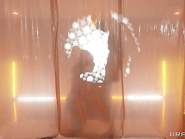 MILF Phoenix Marie anal fucked through a latex sheet