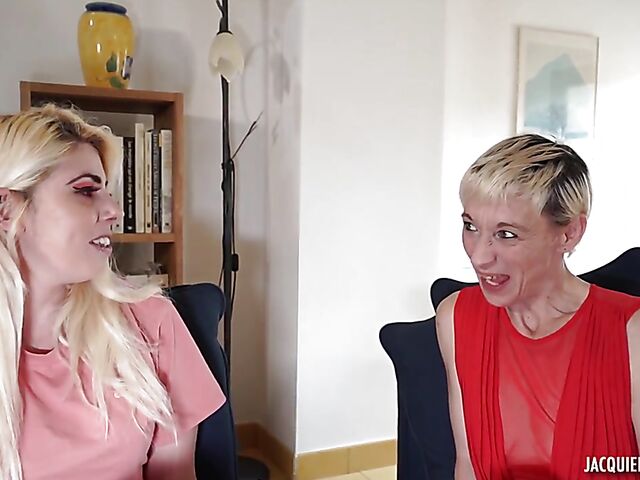 French short-haired skinny mature gangbang featuring 46-year-old Malvina