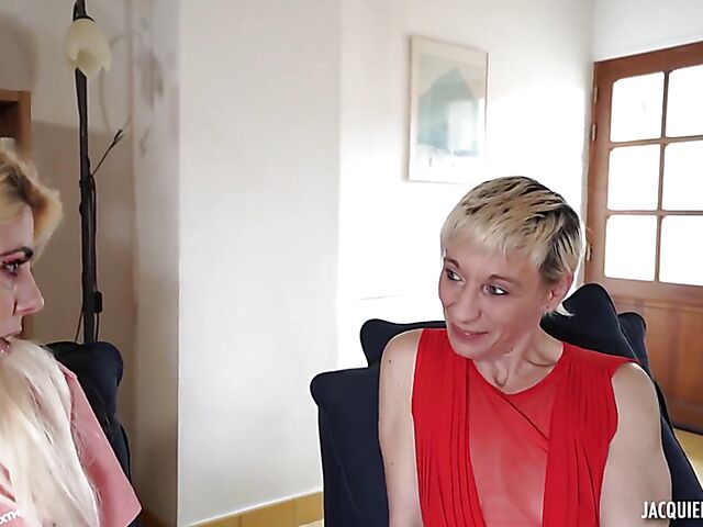 French short-haired skinny mature gangbang featuring 46-year-old Malvina