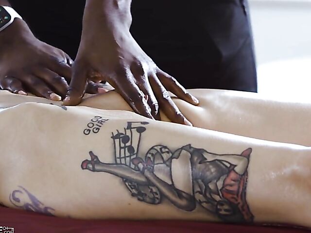 Interracial massage sex with tattoo girl Vanessa Vega