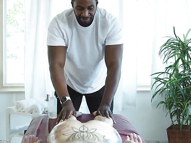 Interracial massage sex with tattoo girl Vanessa Vega