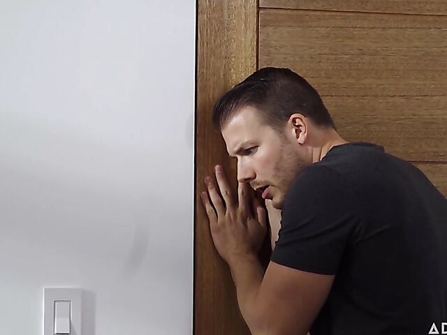 Naughty petite brunette Jane Wilde has a surprise for Codey Steele in his bed