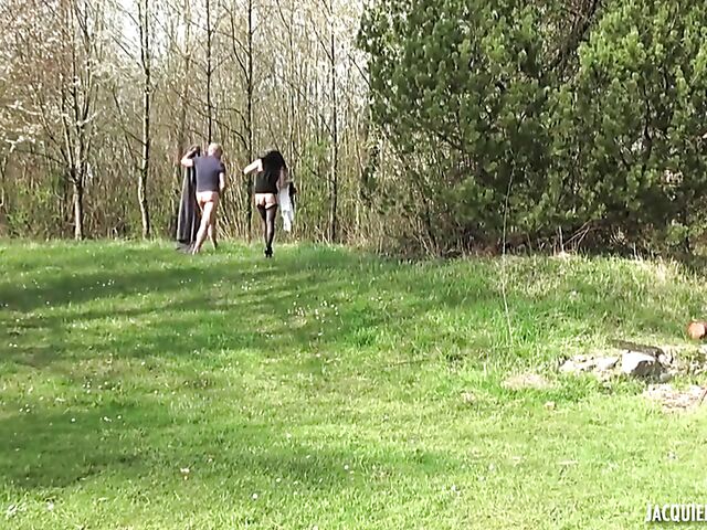 Anal outdoor fuck in black stockings by the lake with raven haired Isabella Rivera