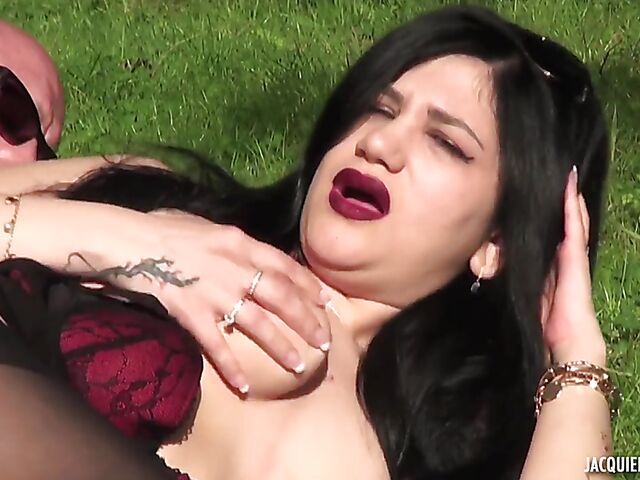 Anal outdoor fuck in black stockings by the lake with raven haired Isabella Rivera