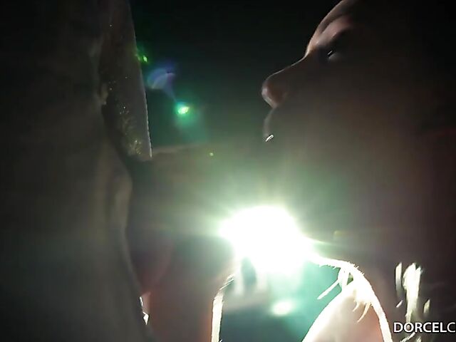 Outdoor quickie in the night with big tits slut Tiffany Leiddi