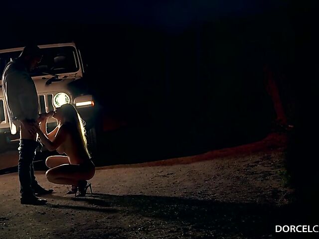 Outdoor quickie in the night with big tits slut Tiffany Leiddi